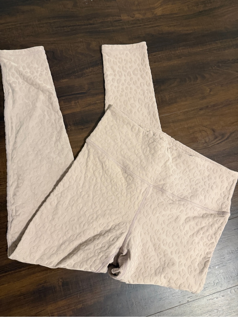 Mono B Textured High-Rise Leggings - Light Beige